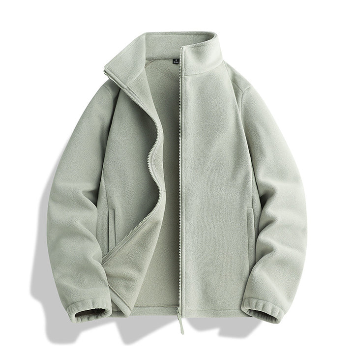 Unisex Fleecejacke mit Stehkragen, durchgehendem Reißverschluss und elastischen Bündchen Drune