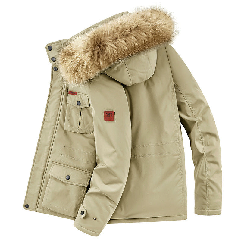 Herren Thermo-Parka mit Kunstfellkapuze, Teddyfutter & Mehrfach‑Taschen Drune