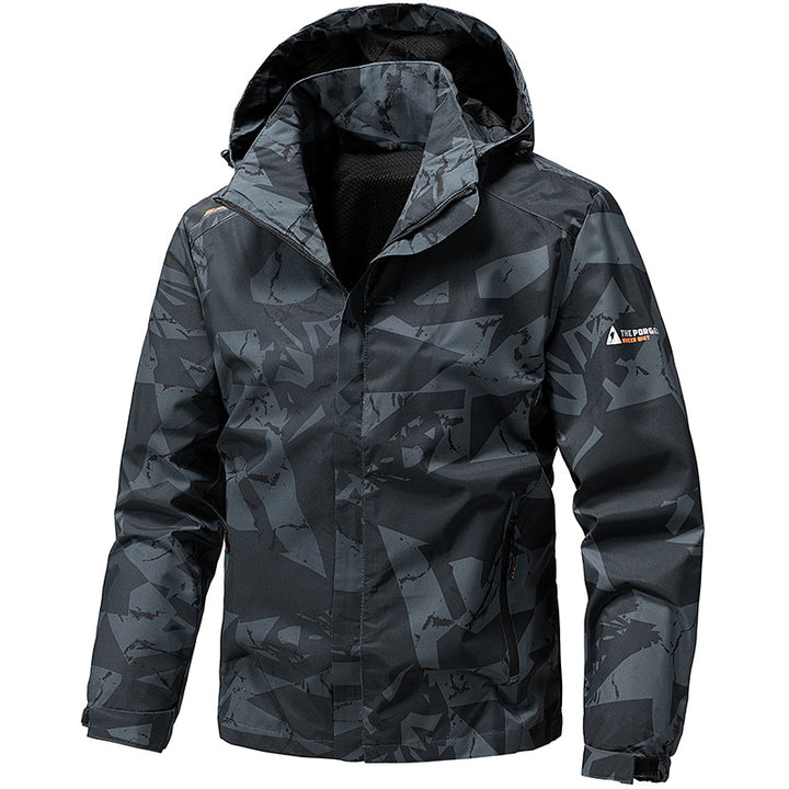 Herren wind- und wasserdichter Camo Regenblouson mit verschweißten Nähten und Mesh-Innenfutter Drune