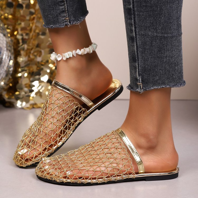 Damen  gewebte Netz-Mules mit Slip-On-Funktion, offener Ferse und flexiblem Leichtsohlen-Design Drune