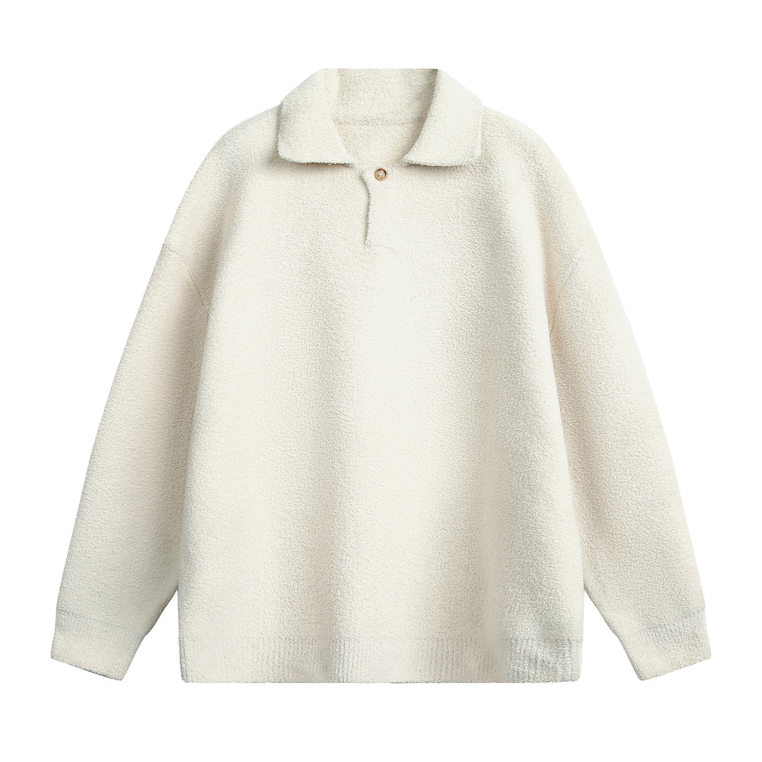 Unisex Fleece-Polo-Pullover mit Knopfkragen und Teddy-Struktur Drune