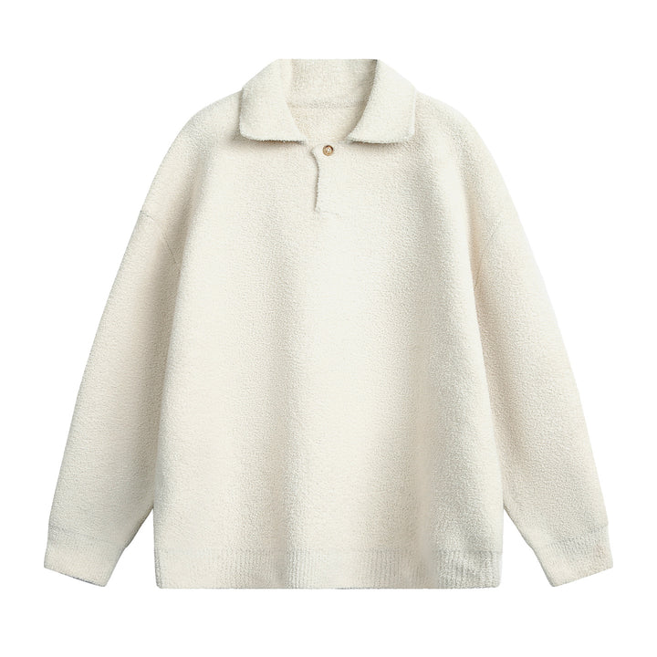 Unisex Fleece-Polo-Pullover mit Knopfkragen und Teddy-Struktur Drune