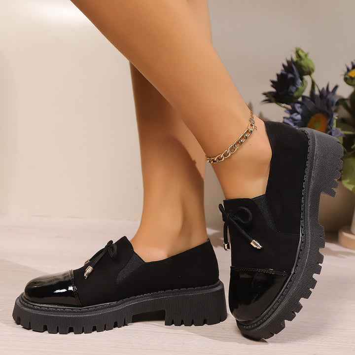 Damen nan modische Chunky-Loafer mit Animalprint, Lack-Toecap und profilierter Traktorsohle Drune