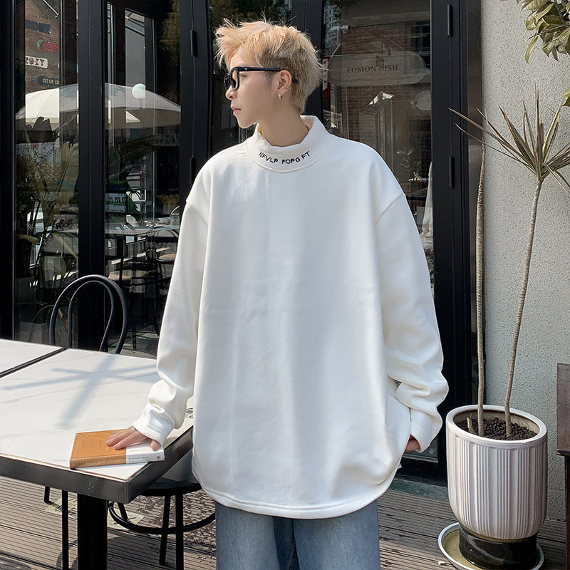 Herren Oversized Stehkragen-Sweatshirt aus Baumwoll-Mix mit Drop-Shoulder Drune