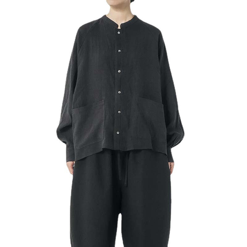 Damen Leinenbluse mit praktischen Taschen und lässigem Schnitt Drune