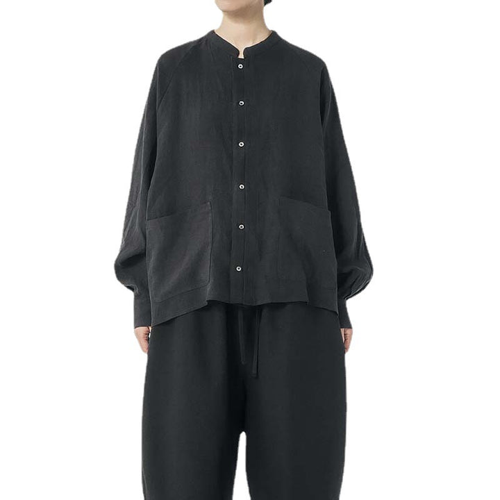 Damen Leinenbluse mit praktischen Taschen und lässigem Schnitt Drune