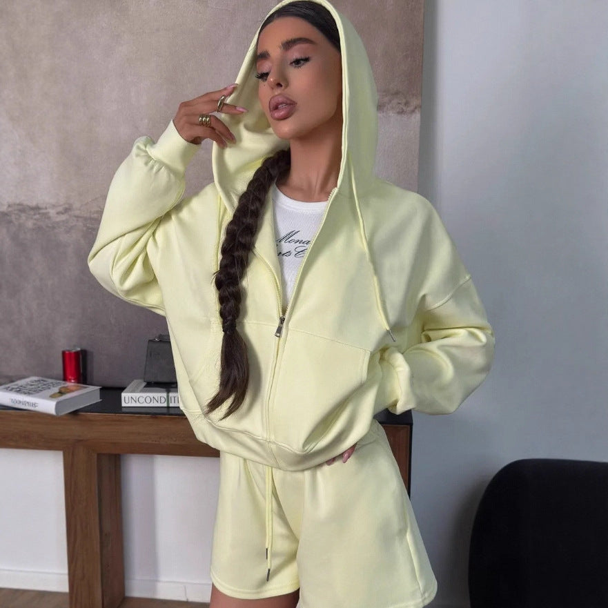 Damen bequeme Hoody-Shorts Kombination Drune