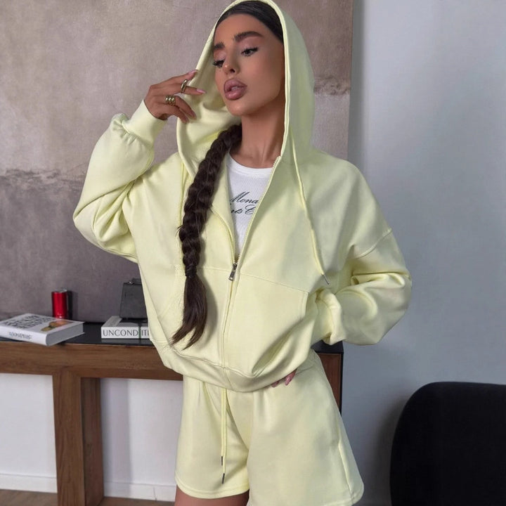 Damen bequeme Hoody-Shorts Kombination Drune
