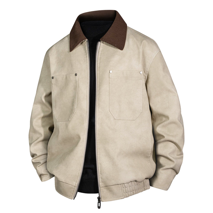 Herren Kurzjacke aus Veloursleder-Imitat mit geripptem Kragen und aufgesetzten Brusttaschen Drune