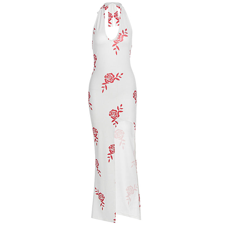 Damen Elegantes Maxikleid mit floralem Print und transparentem Schlitz Drune
