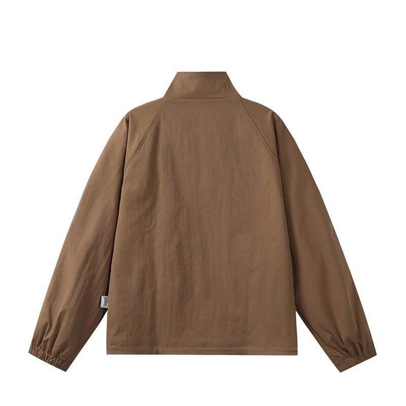 Herren Leichte Übergangsjacke im minimalistischen Field‑Style mit hohem Stehkragen und verdeckter Frontblende Drune