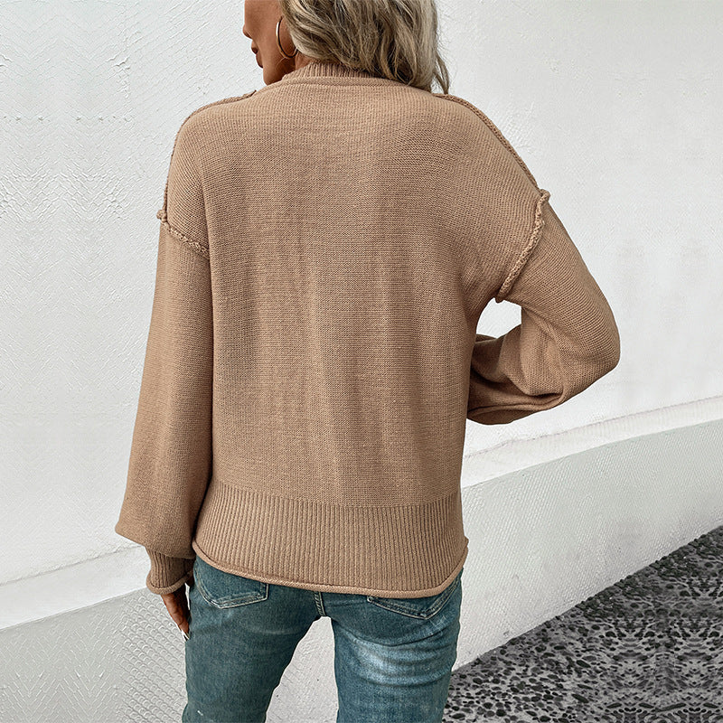 Damen Lässiger Strickpullover mit aufgesetzter Tasche Drune