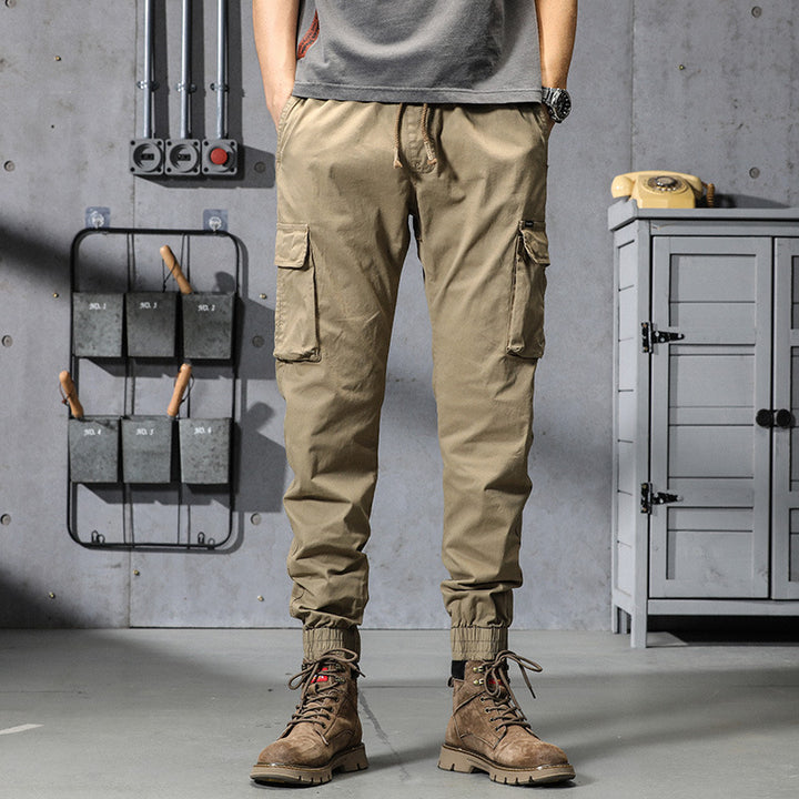 Herren Funktionale Cargo-Joggerhose mit elastischem Komfortbund, großzügigen Klapp-Utility-Taschen und gerippten Knöcheln Drune