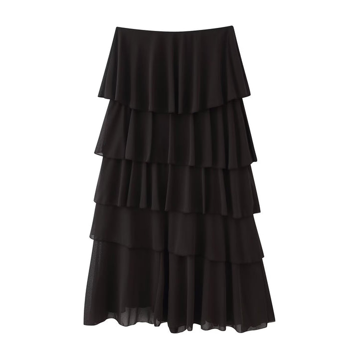 Damen Stufiger Chiffon‑Maxirock mit Volants Drune