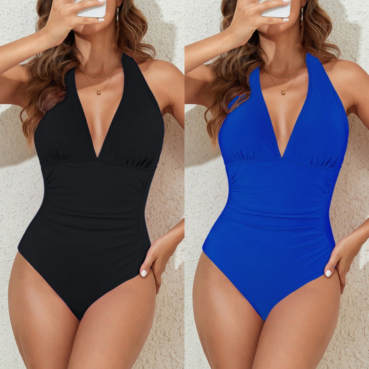 Damen Eleganter hochgeschnittener Badeanzug mit dekorativen Schleifendetails Drune