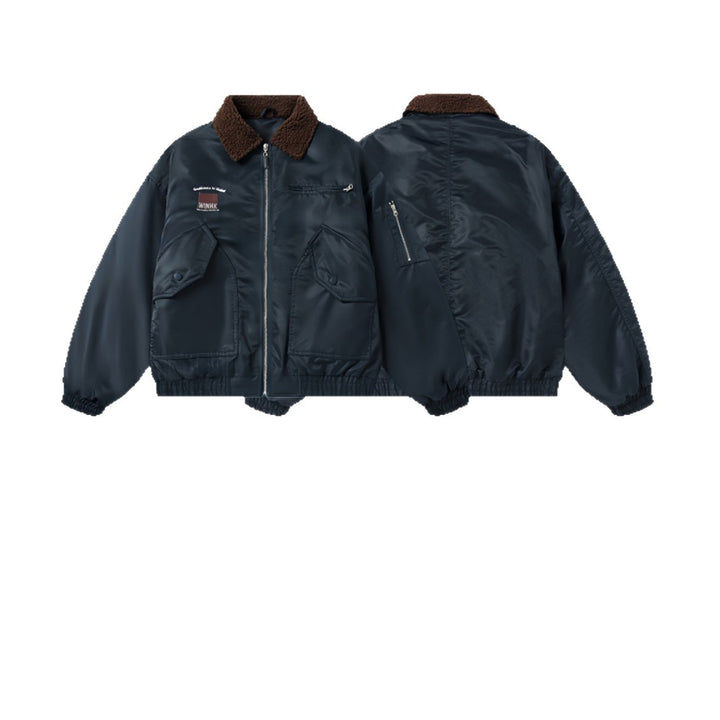 Herren Kurzer gesteppter Bomber mit Teddykragen und Multifunktionstaschen Drune