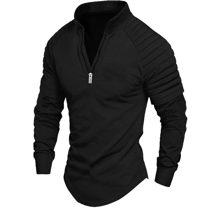 Herren Sportliches Langarmshirt mit Stehkragen und Reißverschluss Drune