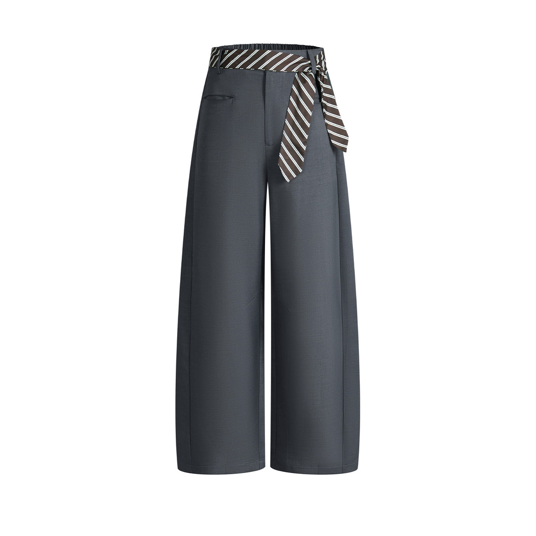 Damen Hochgeschnittene Palazzo-Culotte mit weitem Bein und gestreiftem Bindegürtel Drune