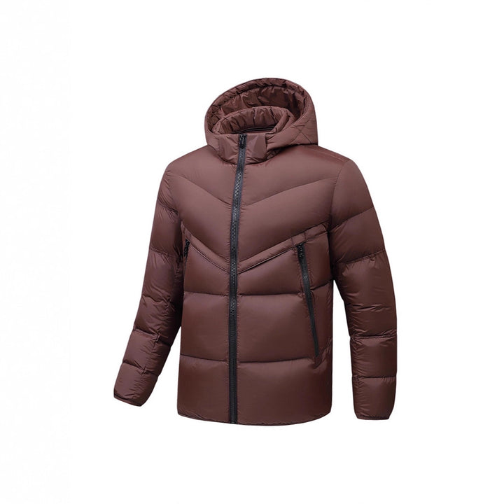 Herren Leichte Daunenoptik-Steppjacke mit Kapuze, winddichter Thermoisolierung und vertikalen Reißverschlusstaschen Drune