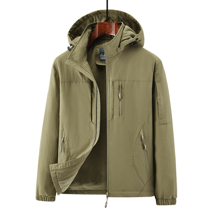 Herren Leichte Wind- und Thermo-Softshelljacke mit Kapuze, fleecegefüttert & Multifunktionstaschen Drune