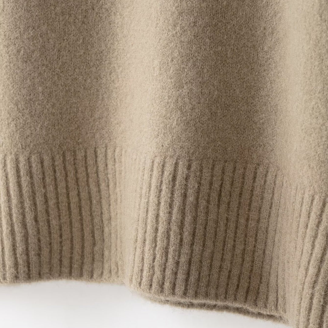 Damen Feiner Oversize-Strickpullover mit Rundhalsausschnitt, überschnittenen Schultern und extra langen Rippbündchen Drune