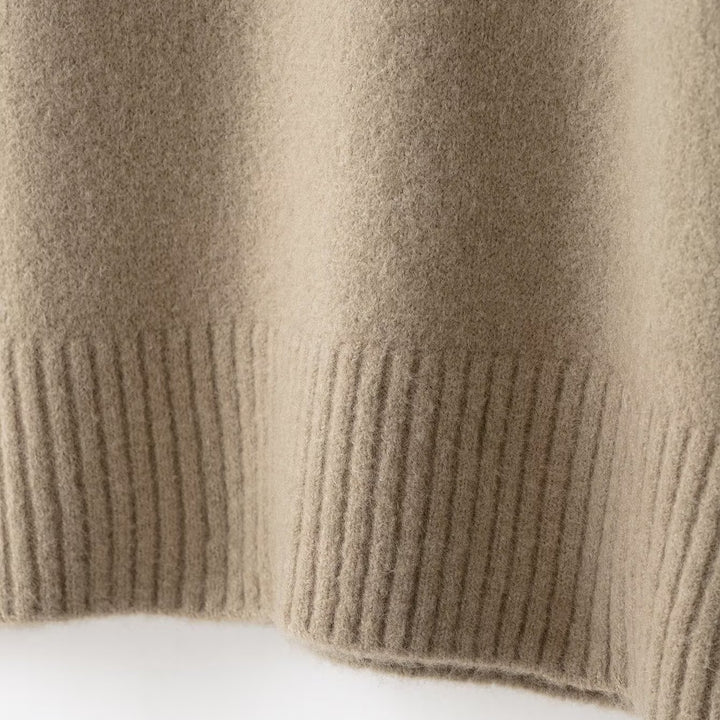 Damen Feiner Oversize-Strickpullover mit Rundhalsausschnitt, überschnittenen Schultern und extra langen Rippbündchen Drune