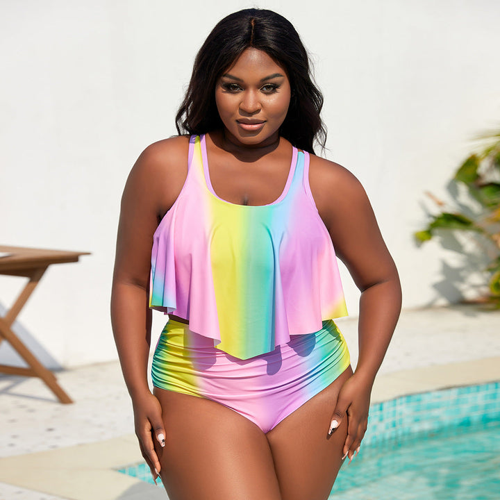 Damen Tankini-Set mit fließendem Oberteil und hochgeschnittenen Shorts Drune