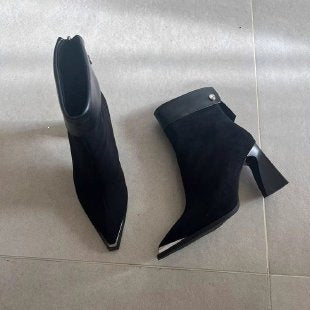 Damen Elegante Blockabsatz-Stiefeletten Drune