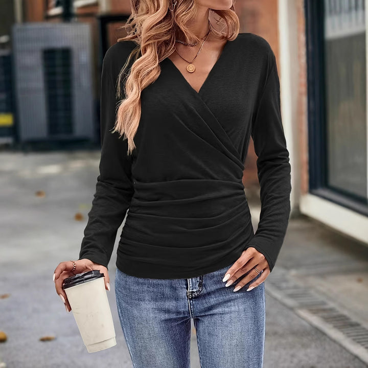 Damen Wickelshirt mit figurformendem Design und V-Ausschnitt Drune