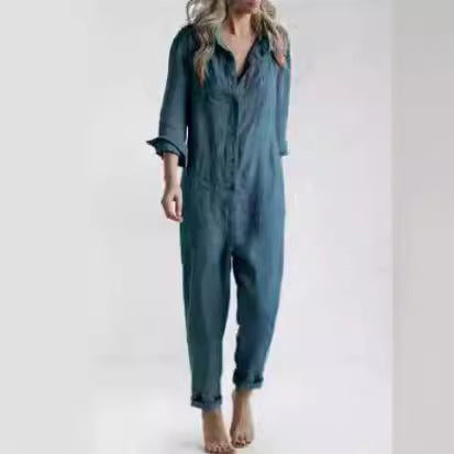 Drune | Damen Utility Jumpsuit mit Langen Ärmeln und Taschen
