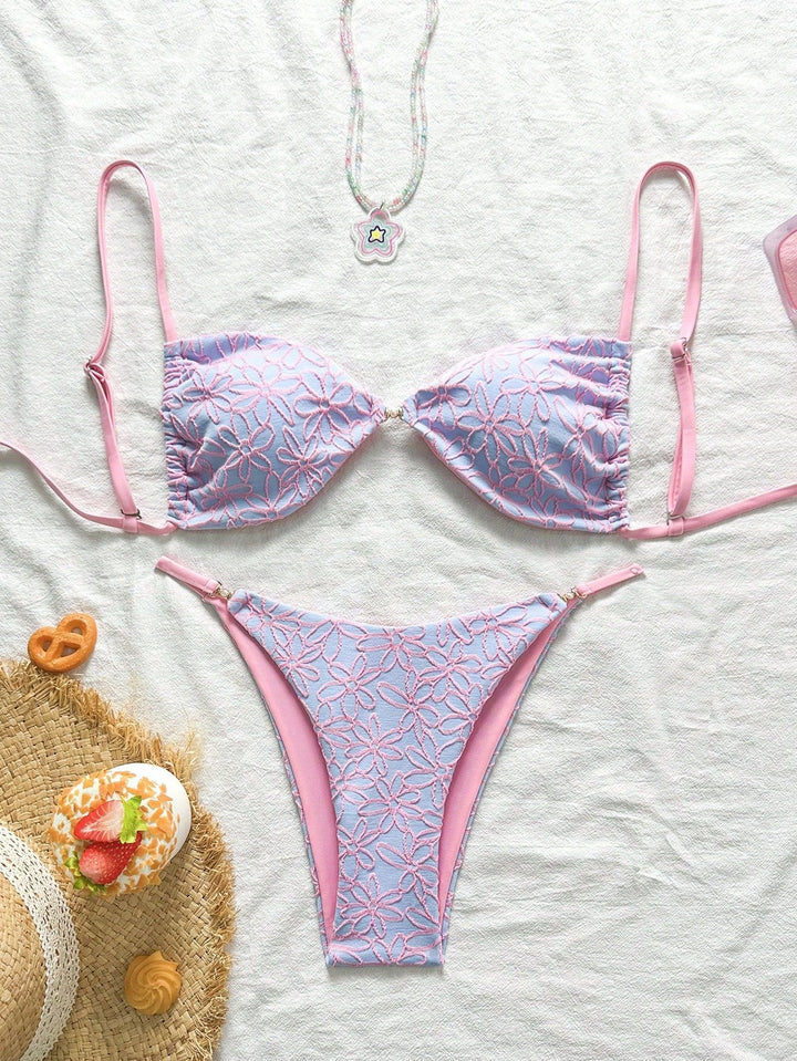 Damen attraktiver Blumenmuster-Bikini Drune