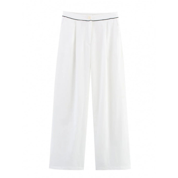 Damen weite Hochkannt-Hose mit eleganter Bundverzierung Drune