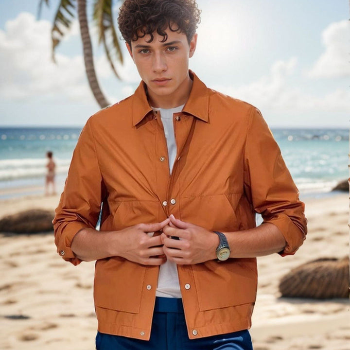 Herren multifunktionale Sommerjacke mit Druckknopfverschluss und atmungsaktiven Einsätzen Drune