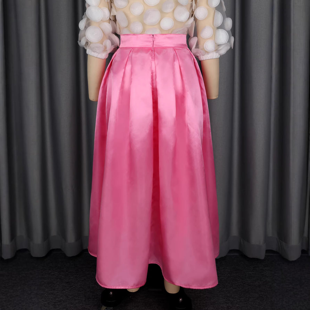 Damen Eleganter Satin-Rock mit breitem Bund und Schärpen-Detail Drune