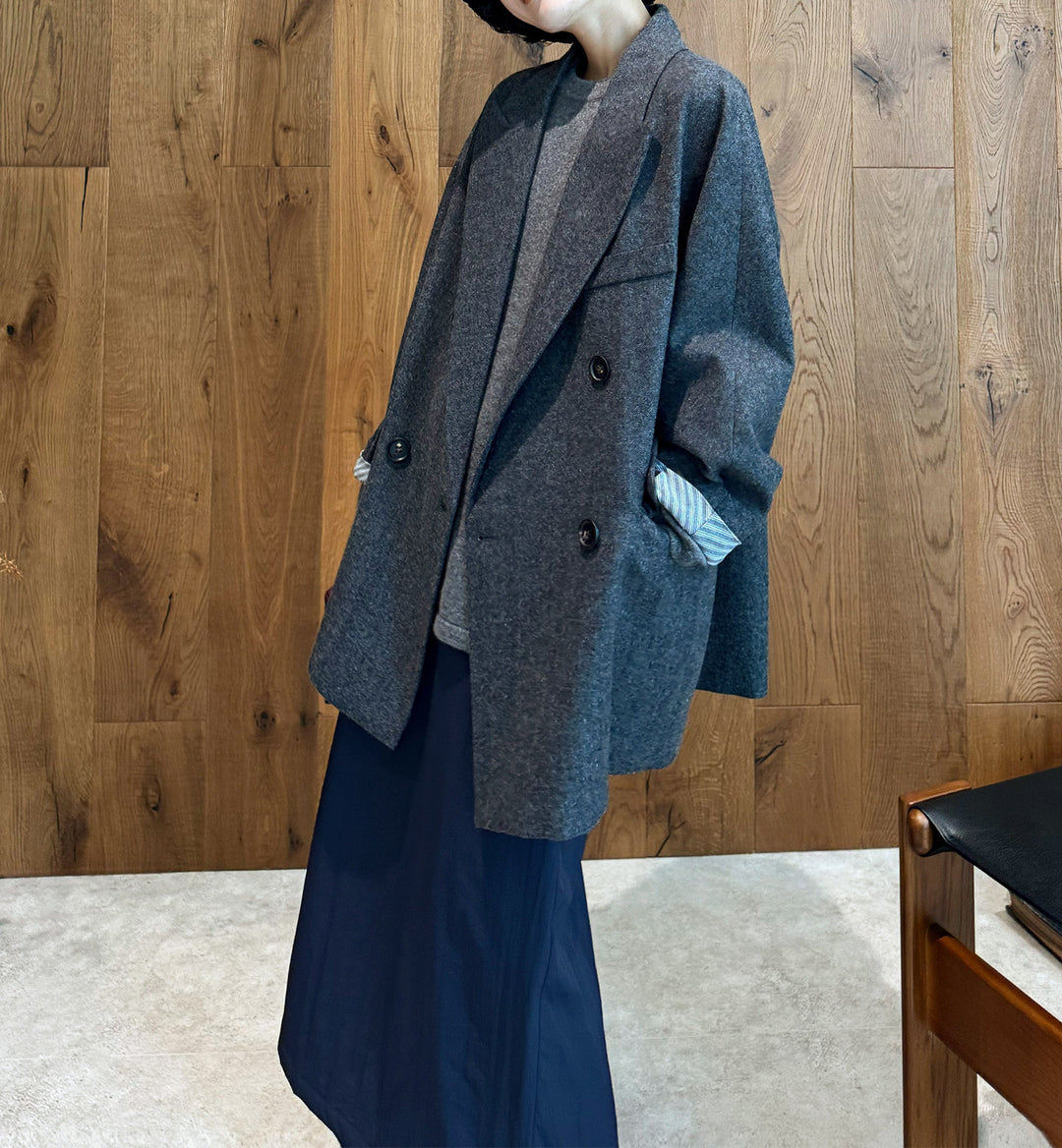 Damen Modischer Oversized Blazer mit doppelter Knopfleiste Drune