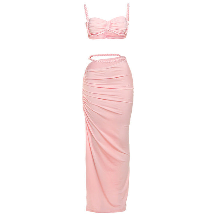 Damen Oberteil und Maxi Rock Set Drune