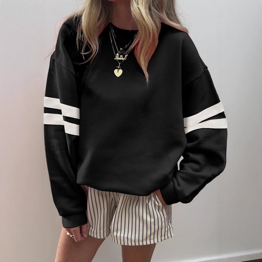 Damen Weit geschnittenes Sweatshirt mit Kontraststreifen an den Ärmeln Drune