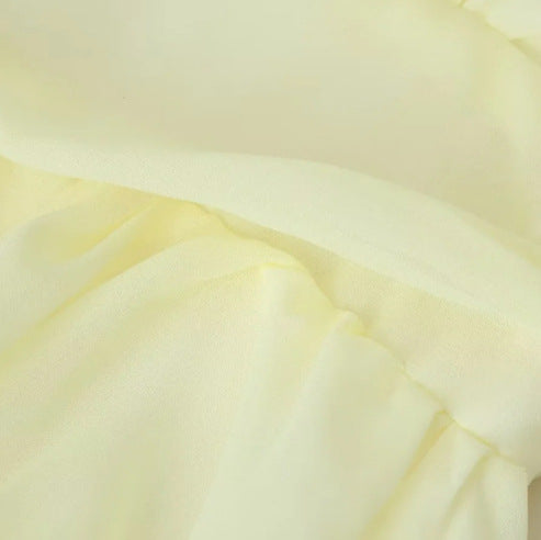 Damen volantiges Chiffon-Minikleid mit tiefem V‑Ausschnitt Drune