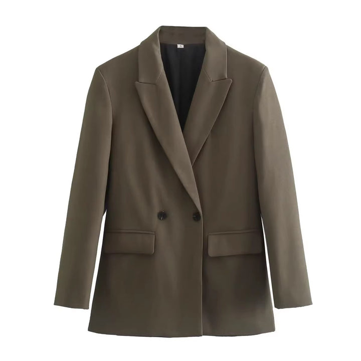 Damen stilvolle Blazerjacke mit doppelter Knopfleiste und breiten Revers Drune