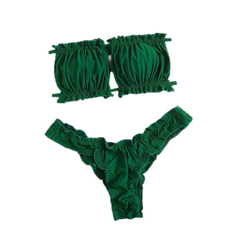 Damen Bandeau-Bikini-Set mit Raffung Drune