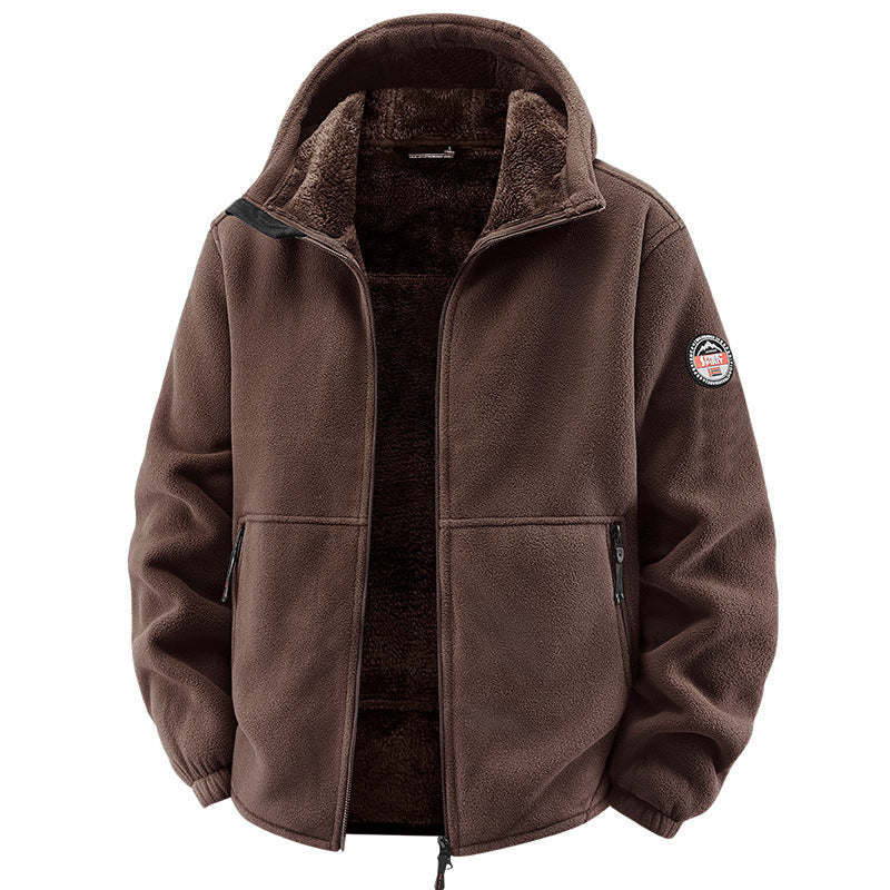 Herren Fleecejacke mit Kapuze und Teddy-Innenfutter Drune