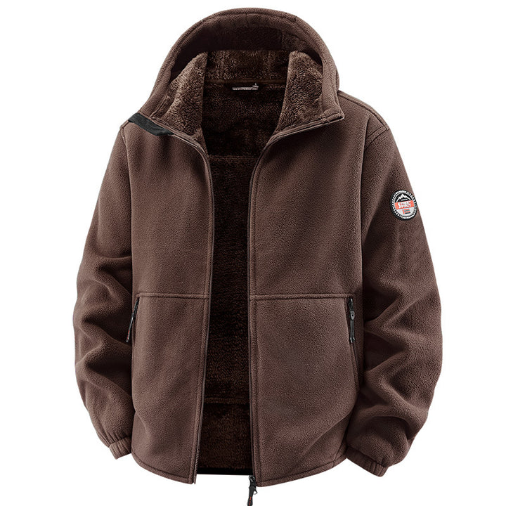 Herren Fleecejacke mit Kapuze und Teddy-Innenfutter Drune