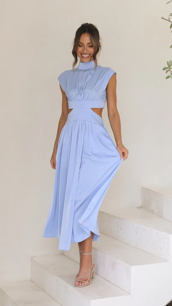 Damen Maxikleid mit kreativem Schnitt und tailliertem Design Drune