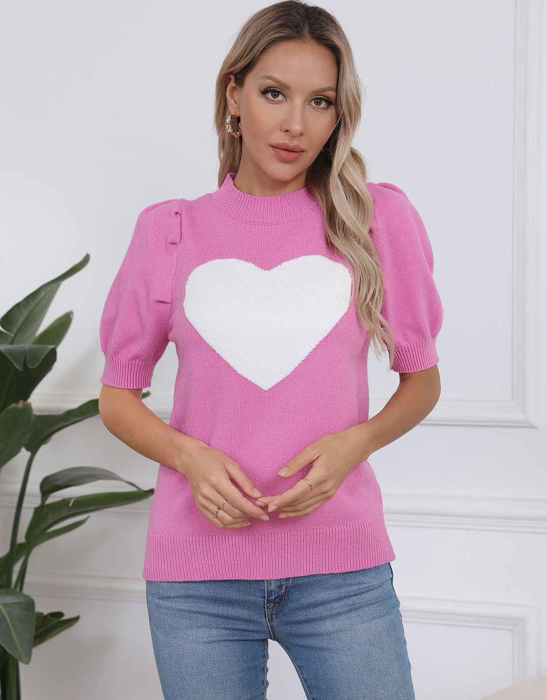 Damen Strickpullover mit Herzdesign Drune