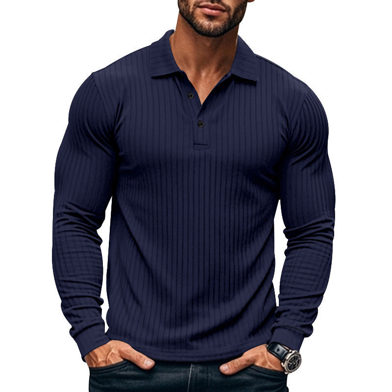 Herren Langarm-Henley-Shirt mit strukturiertem Rippenmuster Drune