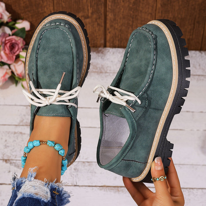 Damen Chunky-Loafer mit profilierter Gummisohle, Mokassinnaht und dezentem Schnürdetail Drune