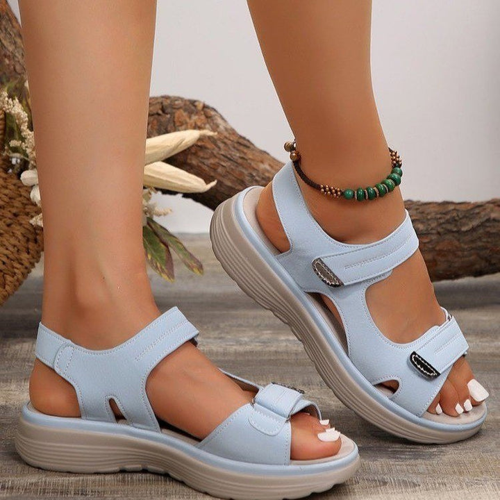Damen Komfortsandalen mit verstellbaren Klettverschlüssen und dämpfendem Fußbett Drune
