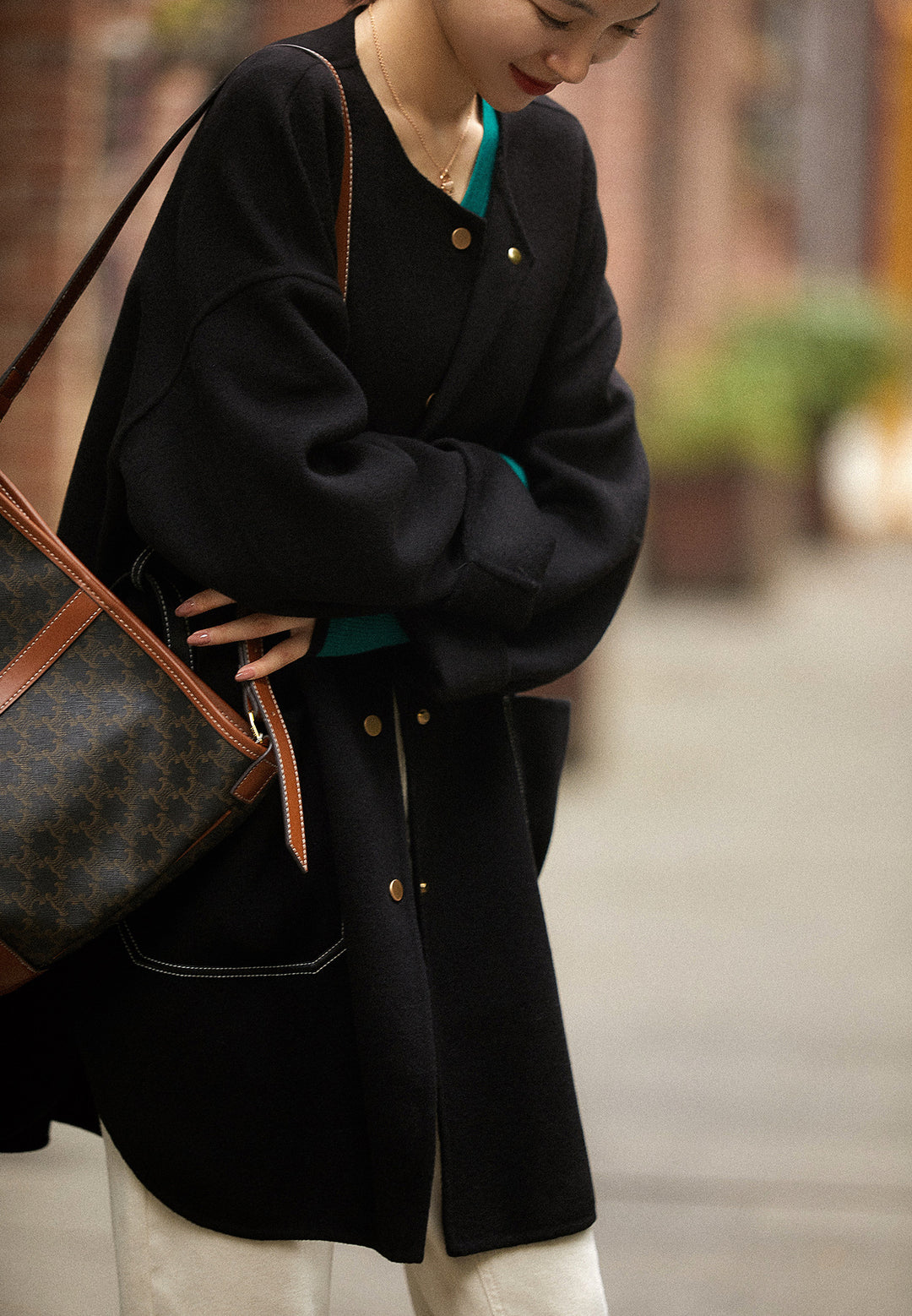 Damen Lässiger und eleganter Wollmantel mit Gürtel Drune
