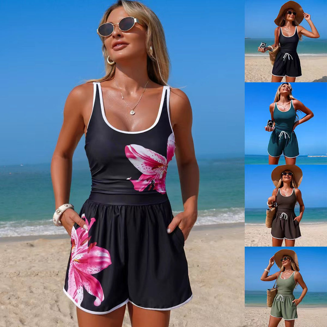 Damen Sportlicher Schwimmanzug mit lässigen Shorts Drune