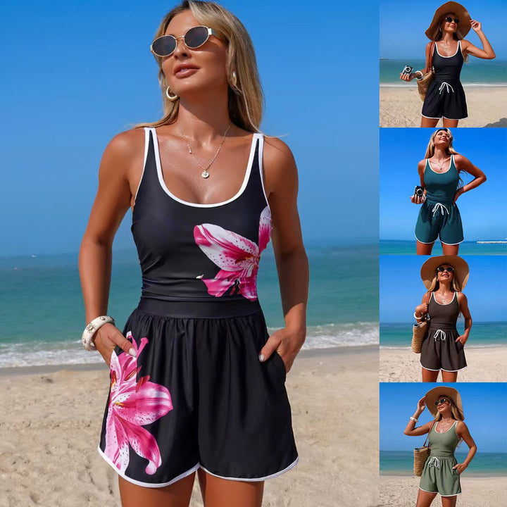 Damen Sportlicher Schwimmanzug mit lässigen Shorts Drune